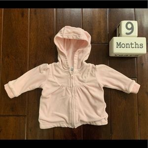 Ralph Lauren velour baby girl full-zip hoodie, pink, size 9 months